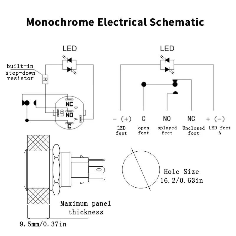 Großhandel 16mm Metall-Drucktastenschalter, Auto-Angel-Eyes-Schalter, Auto-Modifikationsschalter DC12V24V, 220V LED – Detail 9