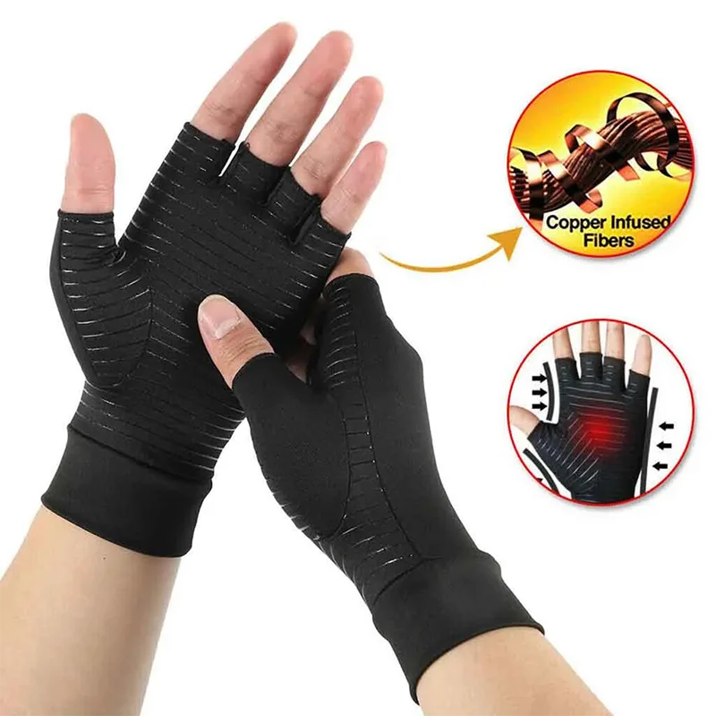 Compression Arthritis Half-finger Gloves for Men and Women Soft and Durable Wrist Support Suitable for Touchscreen Daily Use