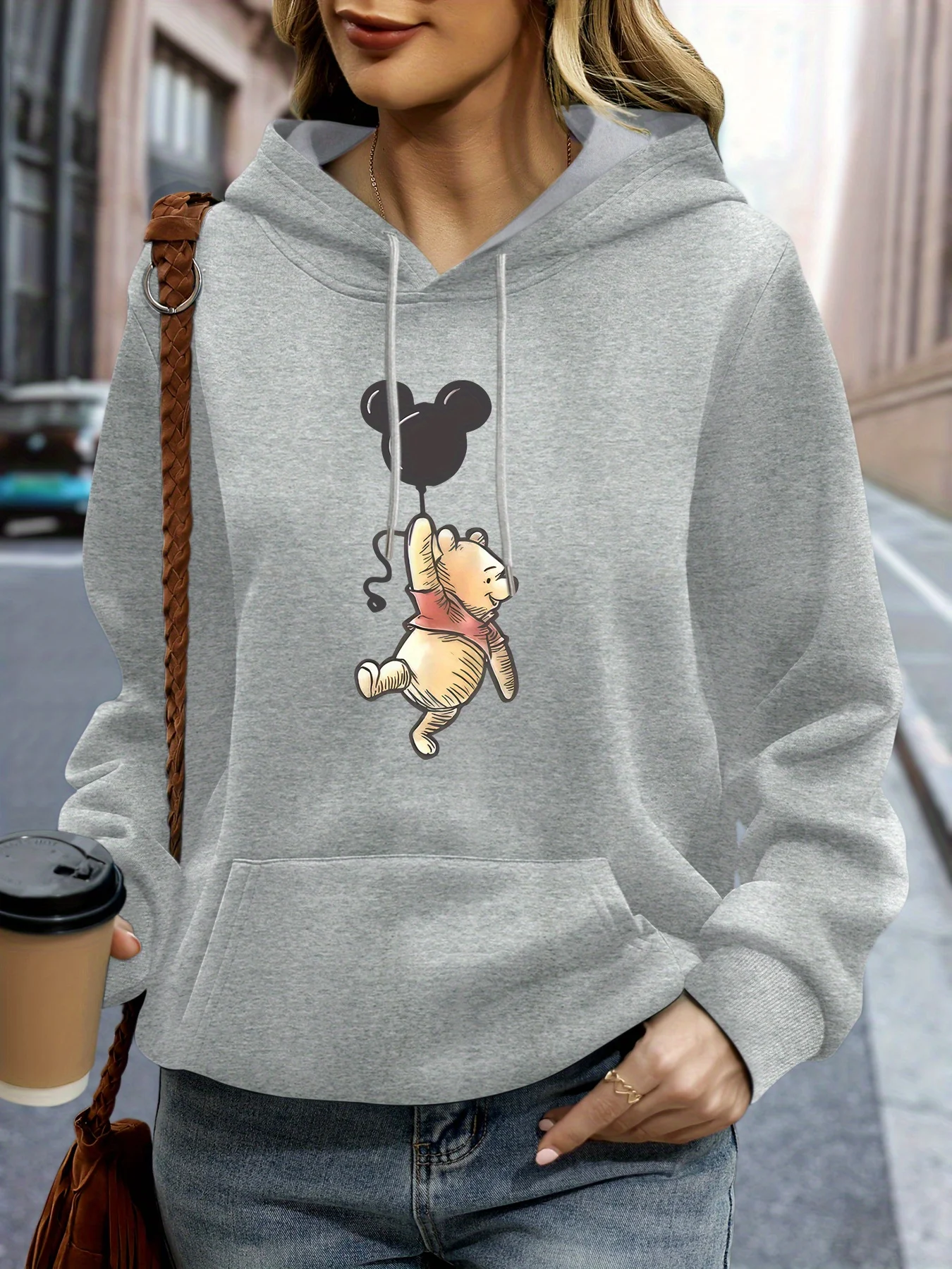 Disney Winnie The Pooh Pattern Women Hoodie Autumn Winter Casual Unisex Pullover Sweatshirt Clothing Hoody Streetwear Oversized