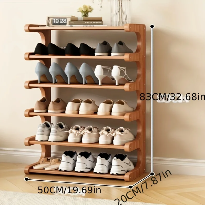 

Полка для обуви большой вместимости — многоярусный ящик для хранения из дерева и бамбука, вмещает несколько пар обуви, отдельно стоящий шкаф для обуви