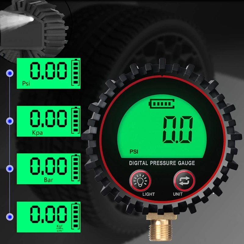 Digital Gas Pressure Gauge with M11 Screw Thread Connector & Rubber Protector Rang to 255psi Accuracy 1% .F.S. DropShipping