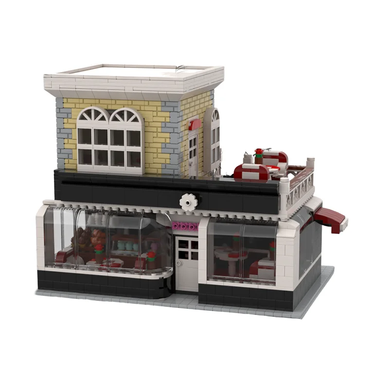 2010 Buah Blok Bangunan Model DIY MOC Toko Kopi dan Kue Franch - Toko Roti Canggih dengan Desain Interior yang Dapat Disesuaikan