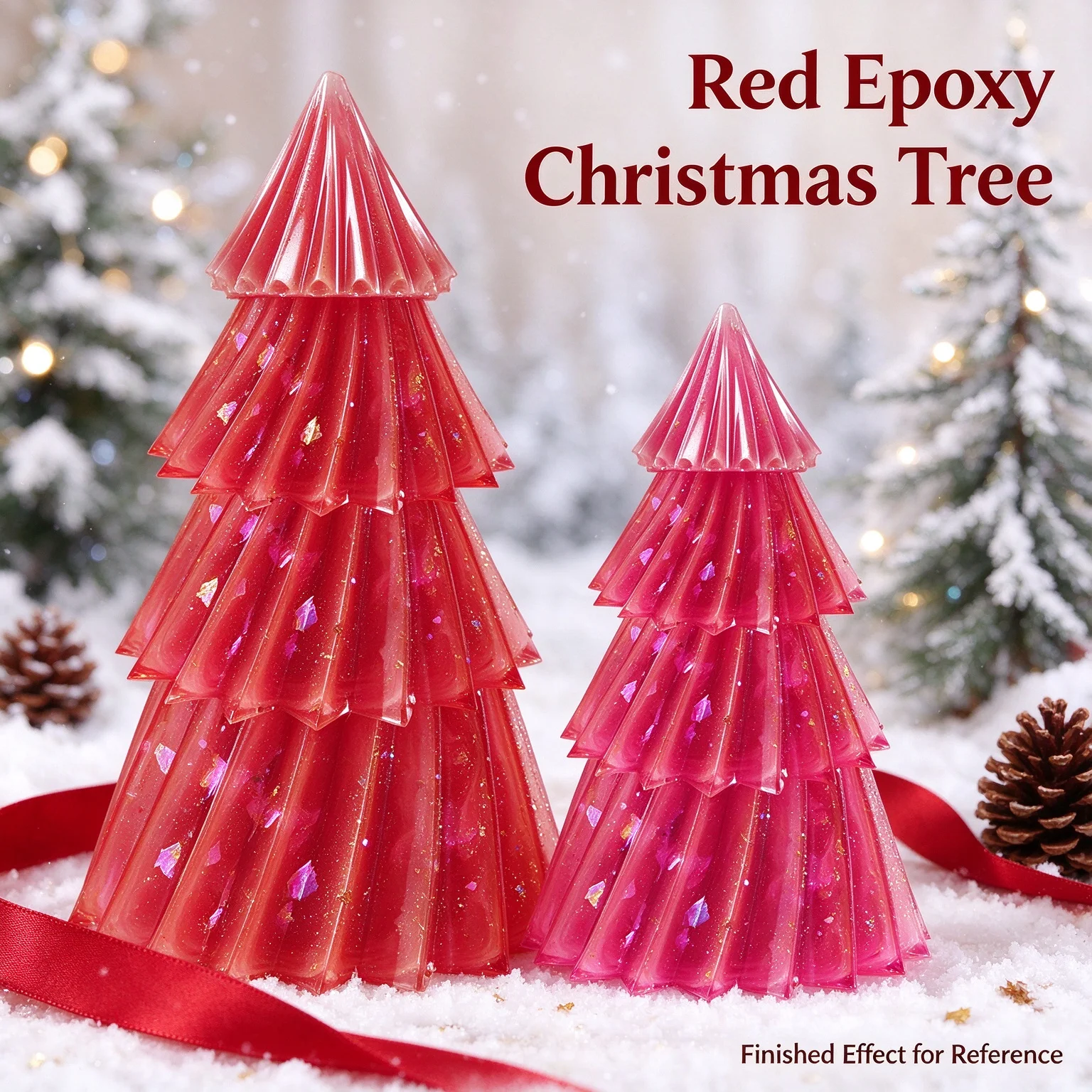 Set of 2 Large and Small Folding Christmas Tree Silicone Molds, Creative Origami-Style Resin Molds, Christmas Holiday Desktop Decoration Handmade 3D Crumpled Origami Christmas Tree Silicone Molds, 3D Resin Molds, Aroma