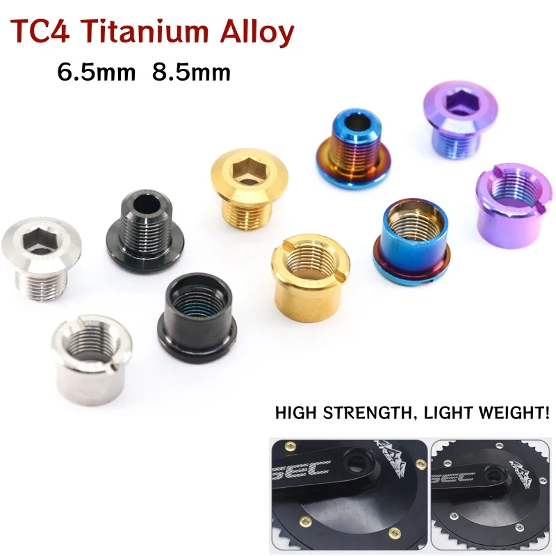 1pcs 6.5mm 8.5mm TC4 Titanium Alloy Chainring Bolts Single Double Chainring Screws Mountain Road MTB Bike Crank Bolts Fixing Nut