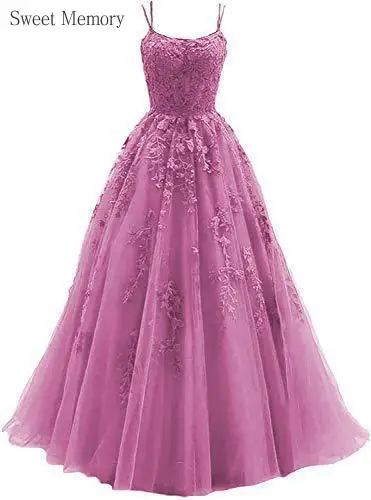 A4226 Customized Gray Blue Yellow White Bespoke Occasion Dresses Sweet Memory Spaghetti Strap Lace Tulle Prom Dress With Tail