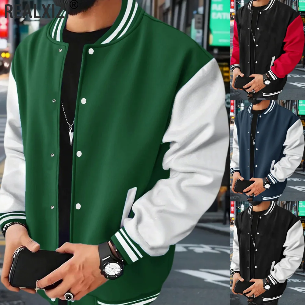Autumn Men's Classic Baseball Jacket Casual Spliced Button Up Baseball Clothes Men Women Loose Baseball Uniform Street Coat
