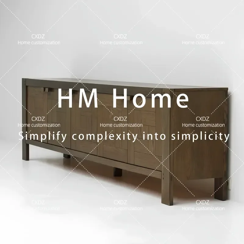 Modern Simple Solid Wood Dining Side Cabinet 4 Door Storage Locker for Living Room Light Luxury Household Furniture