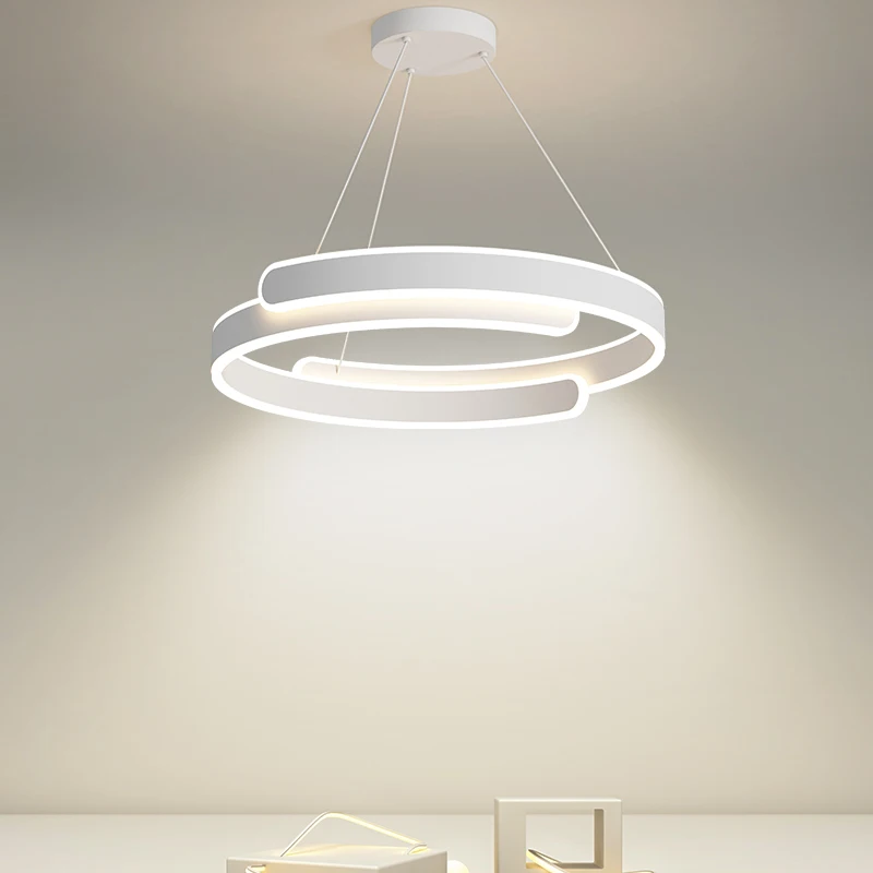 

White Led Pendant Lights Bedroom Living Dining Room Ring Chandelier Home Indoor Decoration chandeliers Lighting Study Lamps