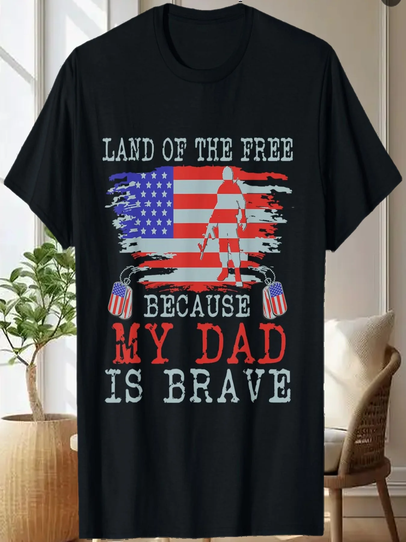 

Land of The Free Because my Dad is Brave - Military Dad T-Shirt