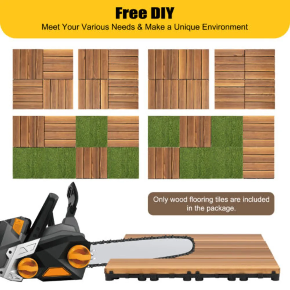 กระเบื้องพื้นไม้ระแนงสำเร็จรูปสีน้ำตาล 36 ชิ้น แบบคลาสสิก ติดตั้งง่าย รับน้ำหนักได้ดี