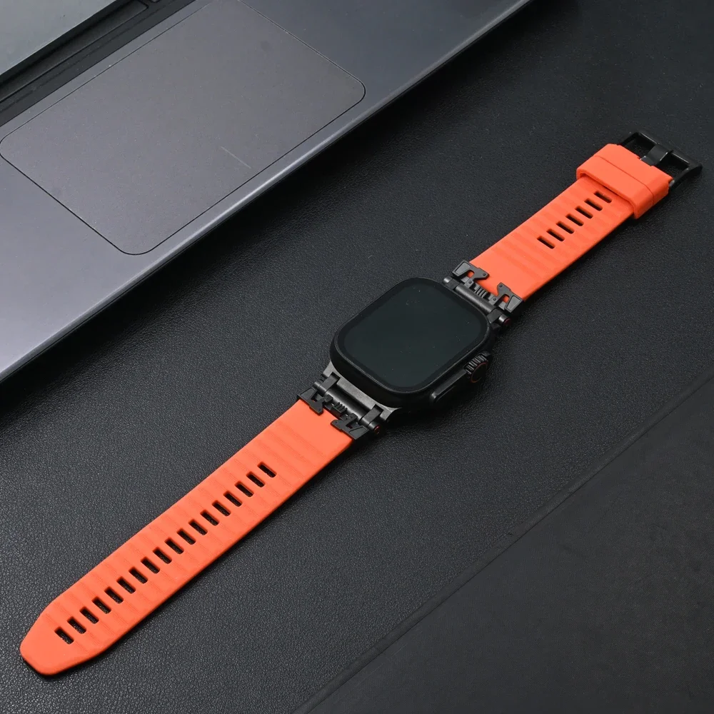 Silicone Sports Band for Apple Watch 10 46mm Ultra 1 2 49mm Soft Loop Bracelet for Iwatch Series 9 8 7 6 5 4 Se 45mm 44mm Strap