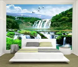 Custom Waterfall Mural 3D Self-Adhesive Wallpaper Natural Landscape Forest Flowing Water Home Decor Wall Art 3d wallpaper