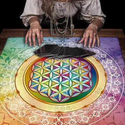 Mandala Flower of Life Altar Cloth Tarot Table Cloth Colorful Tarot Table Cover For Witchcraft Astrology Oracle Card Readings