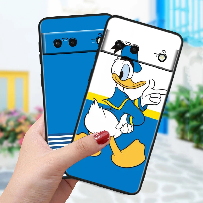 Disney Donald Duck For Google Pixel 9 8A 8 7A 7 6A 6 5A 5XL 5 4A 4XL 4 Pro Black Soft Silicone Phone Case Cover