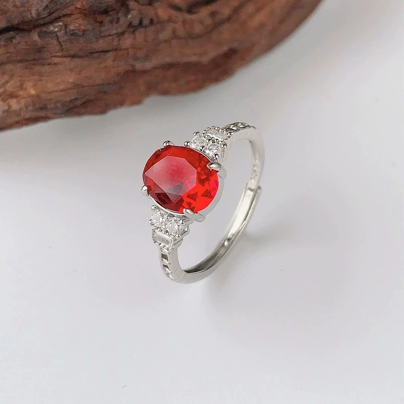 XIYANIKE Sweet Cool Oval Red Zircon Adjustable Finger Rings For Women Girl Fashion New Jewelry Gift Party Wedding Kольцо