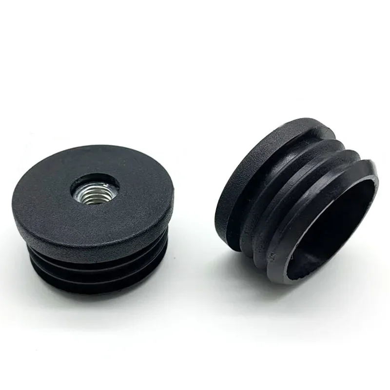 1/4/10pcs M6 M8 Black Round Plastic Pipe Plugs Adjustable Screw Foot Pad Furniture Leg Cover End Caps 16 19 20 22 25 30 38 50mm