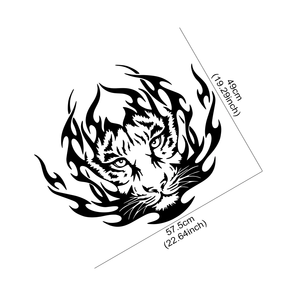 Car Engine Hood Sticker Flame Shape Animal Predator Car Sticker Fierce Predator Tiger Pattern Vinyl Decal Car Decor Accessories - view 5