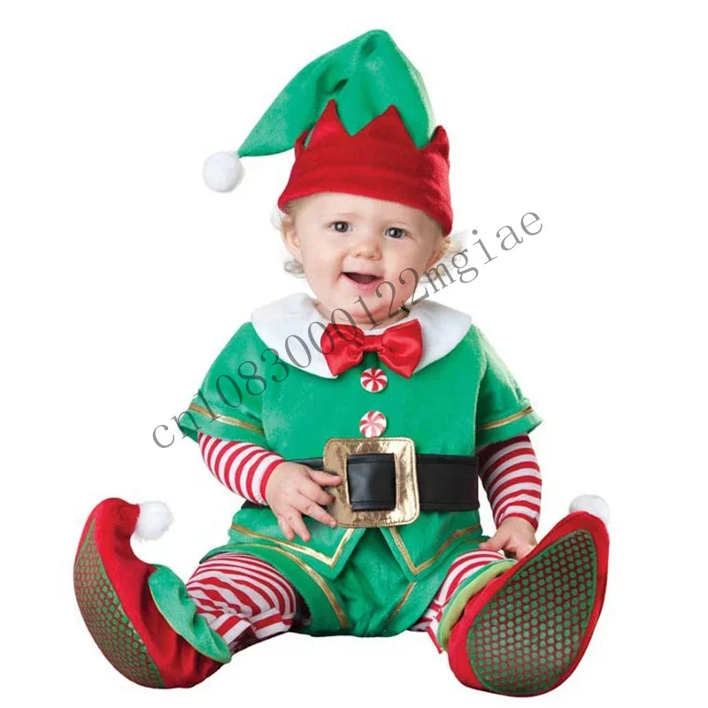 Toddler Christmas Cosplay Santa Claus Costumes New Year Elf Deer Party Boys Girls Performance Clothing With Hat 90-160CM CMM221