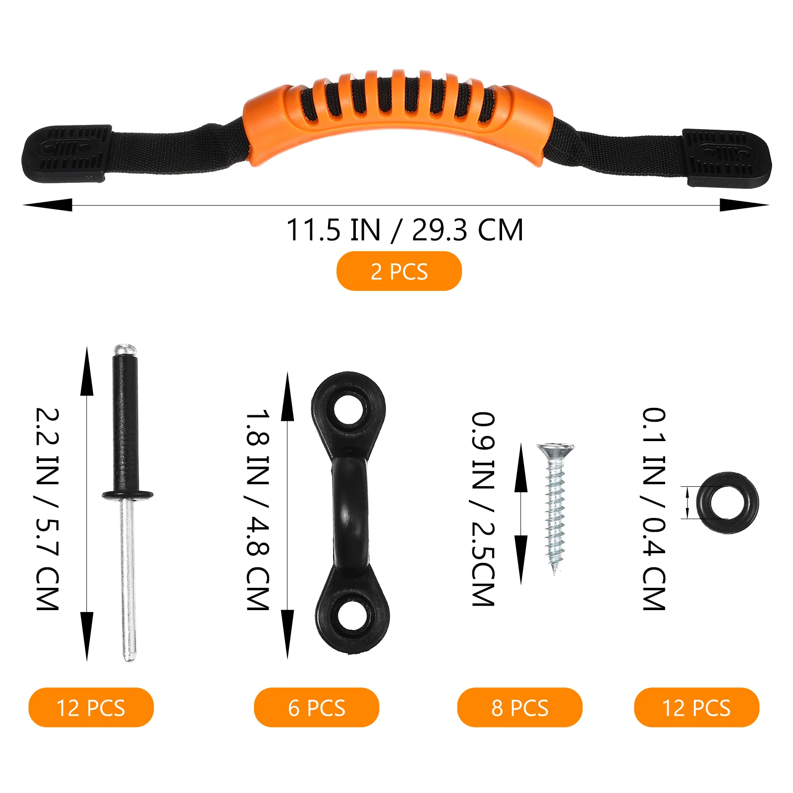 2 Stück Kajak-Ersatzgriffe, Kanu-Boot-Seitenmontage-Tragegriffe mit 12 Nieten und 8 Schrauben für Kajaks, Koffer