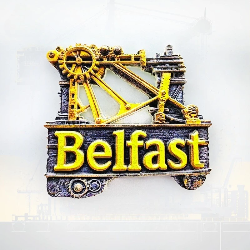 Imán para nevera Belfast Shipyard Crane - Recuerdo de legado titanico 3D Decoración del patrimonio industrial Regalo único de Irlanda