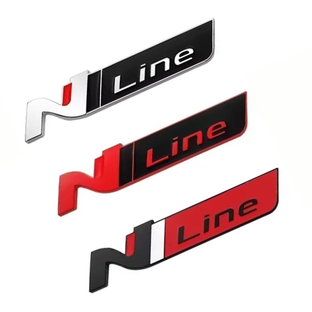 3D ABS Car Styling Logo N Line Nline Badge Rear Trunk Emblem Fender Side Sticker Decals For i20 i30 Sonata Kona Elantra Tuson