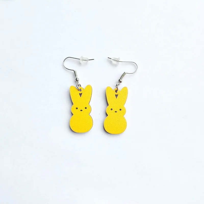 2025 New Easter Day Wood Rabbit Dangle Earrings Women Girls Holiday Jewelry Gifts
