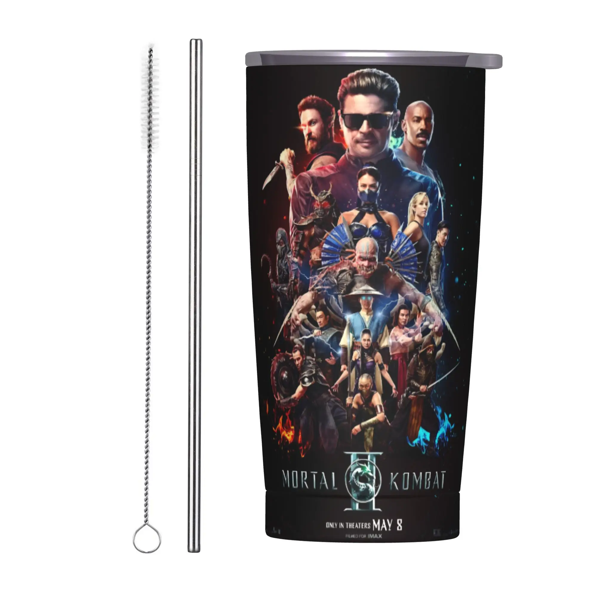 Mortal Kombat II Moive 2026 Tumbler Vacuum Insulated  Coffee Cups with Lid Straw School Mugs Hot Cold Drink 20oz