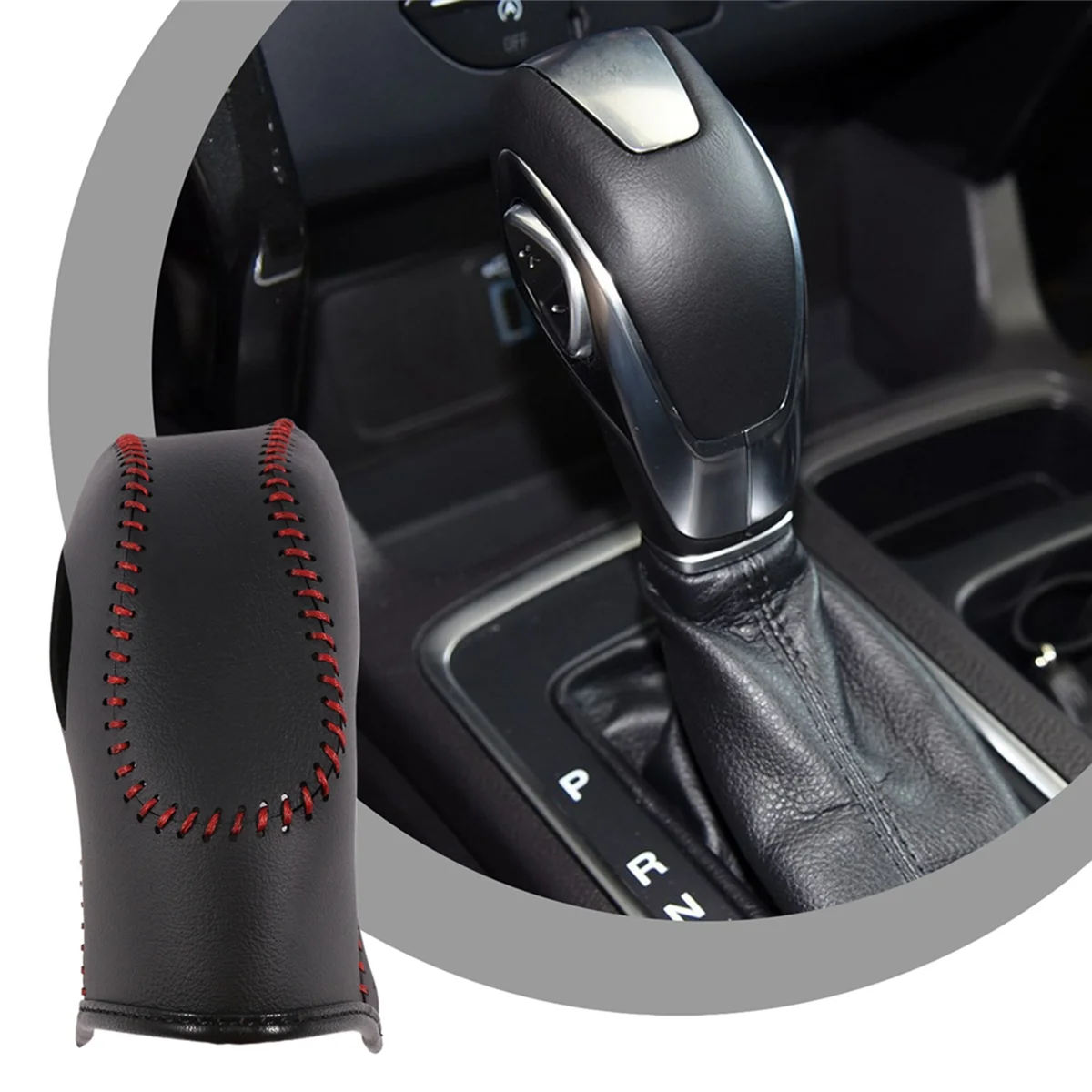 Car PU Gear Shift Knob Cover for Ford Focus Fiesta Fusion Escape 2012-2016 Transit C-Max Red Linecar