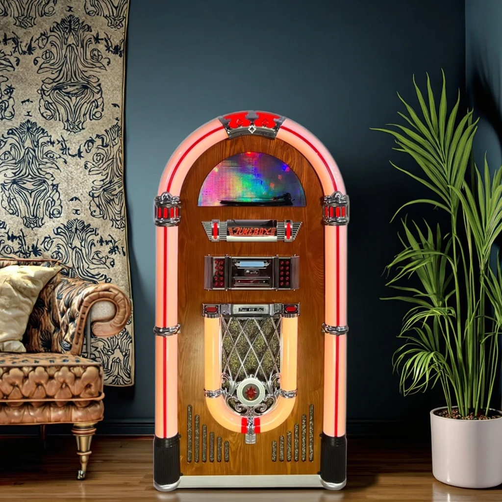 Full size vintage jukebox vinyl phono digital RGB for CD/USB/SD slots 70W + 70w home commercial amplifier
