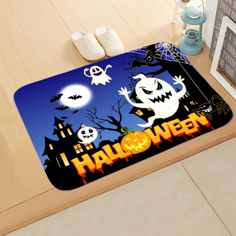 Halloween Shop Tomb Night Pumpkin Bat Entrance Mat Strip Kitchen Bathroom Non Slip Floor Mat Carpet Bathroom Mat Floor Mat Rug