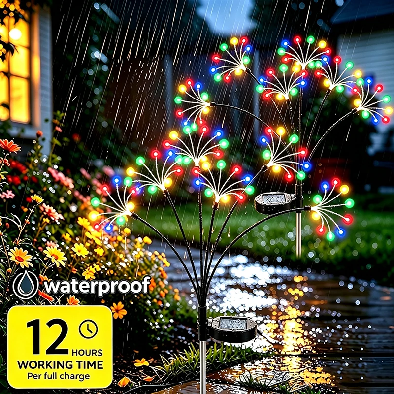 Solar Ground Lamp Flower Design Waterproof Outdoor Landscape Lawn Light for Garden Driveway Patio Pathway Decor