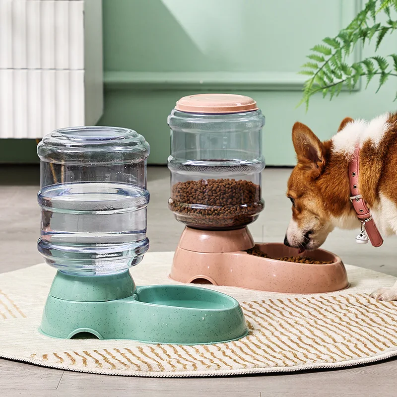 

Automatic Pet Feeder with Water Dispenser Small Dog Food Bowl Cat Feeder Drinking Bowl Feeding Drinker Water Bow, Large Capacity