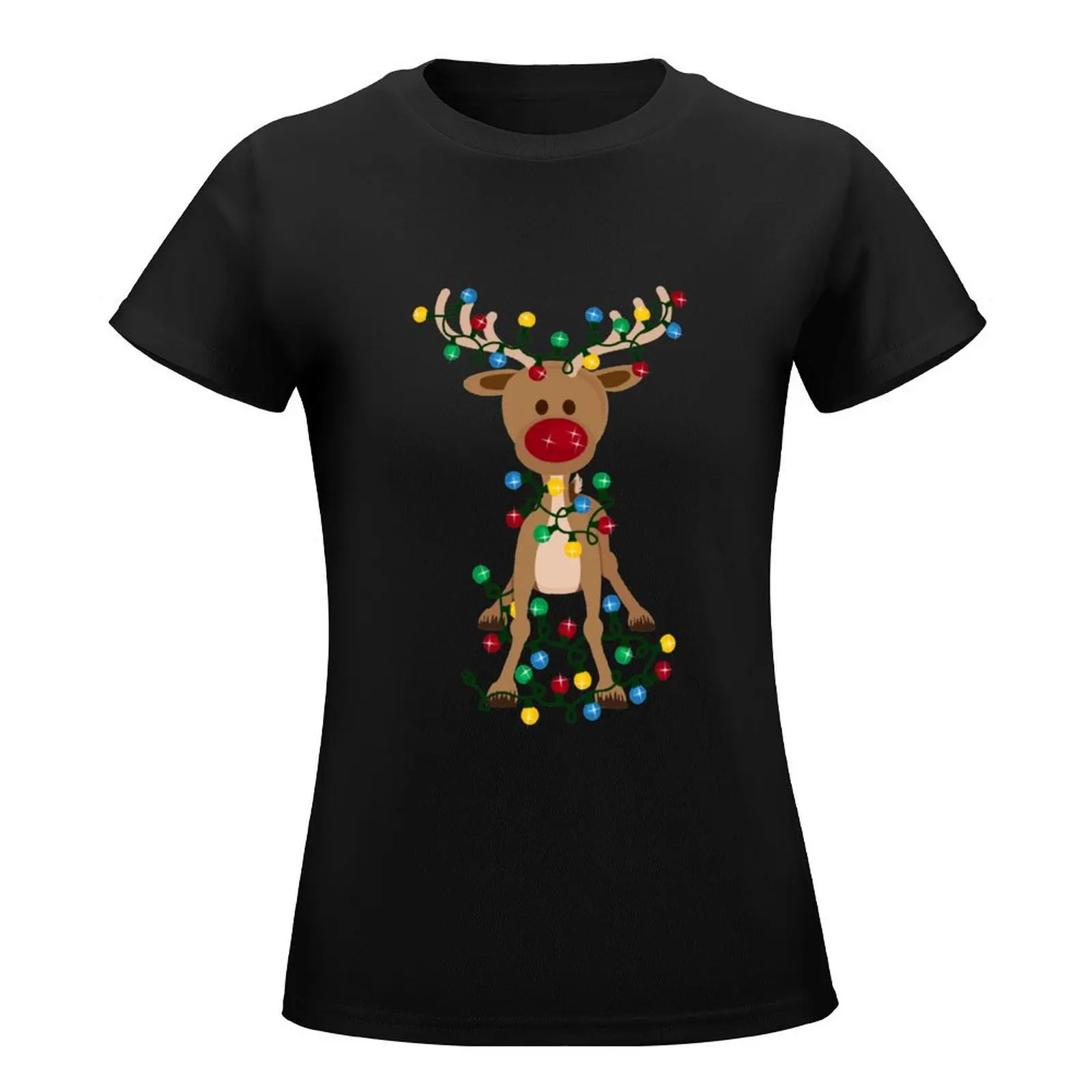 Adorable Reindeer T-Shirt lady clothes korean fashion hippie clothes oversized workout shirts for Women