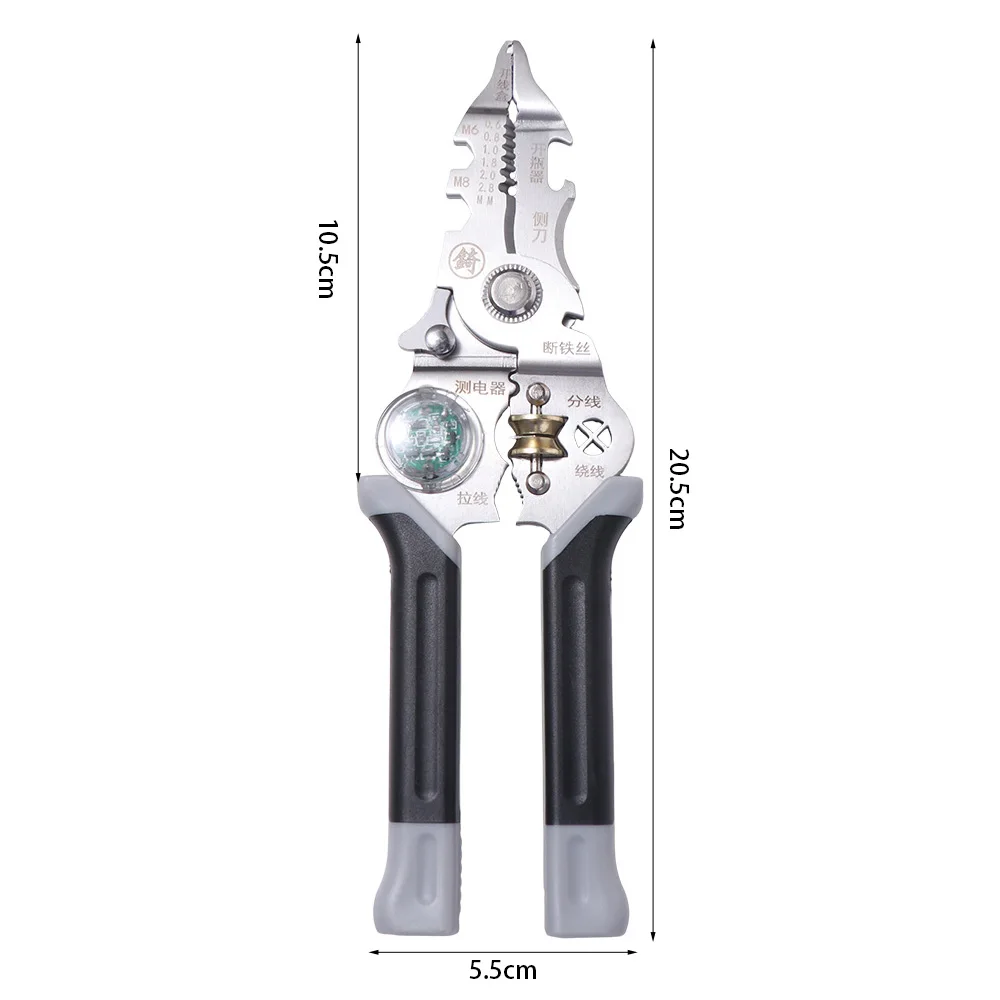 

10 in 1 Wire Stripper Intelligent Non-slip Electricity Measurement Pliers Portable Adjustable Voltage Indicator Appliance Repair