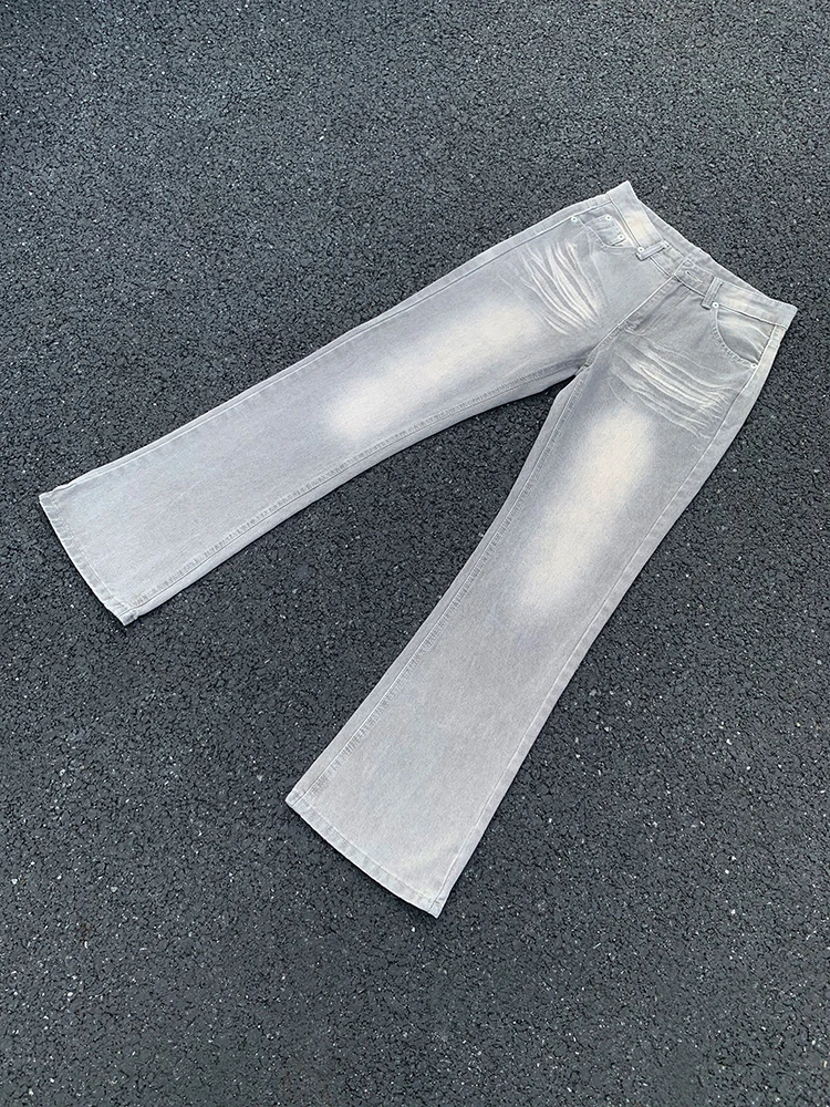 

Свободные прямые мужские джинсы Bell Bot Cement ey, винтажные американские длинные брюки с высокой талией, повседневные джинсовые брюки для мальчиков-подростков