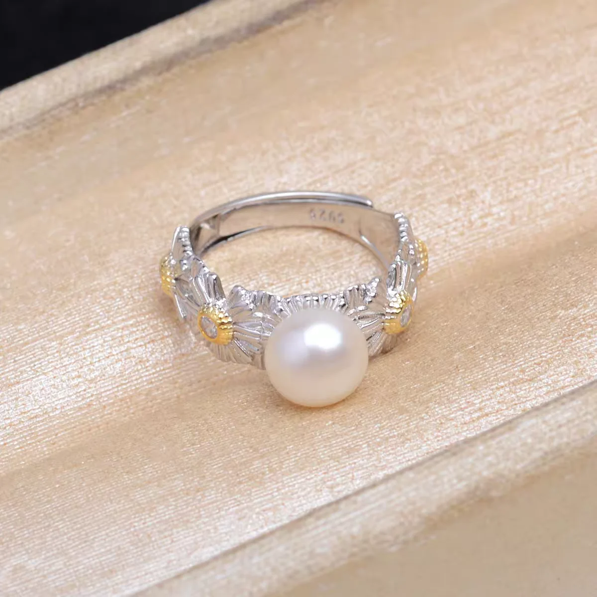 S925 Sterling Silver Adjustable Finger Ring Mountings Base Setting Findings Jewelry Components for 8-10mm Pearls 3pcs/lot
