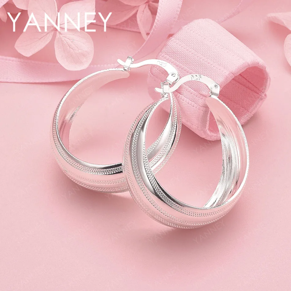 

Роскошные полированные круглые серьги-кольца из стерлингового серебра 925 пробы 25 мм для женщин, элегантные украшения, модная свадьба