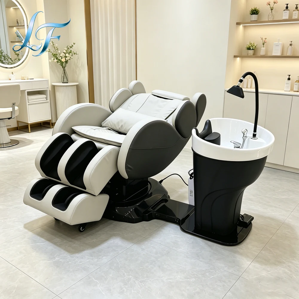 Professional Hair Salon Hairdressing Washing Unit Backwash Shampoo Bed With Leg Massage Hair Washing Equipment