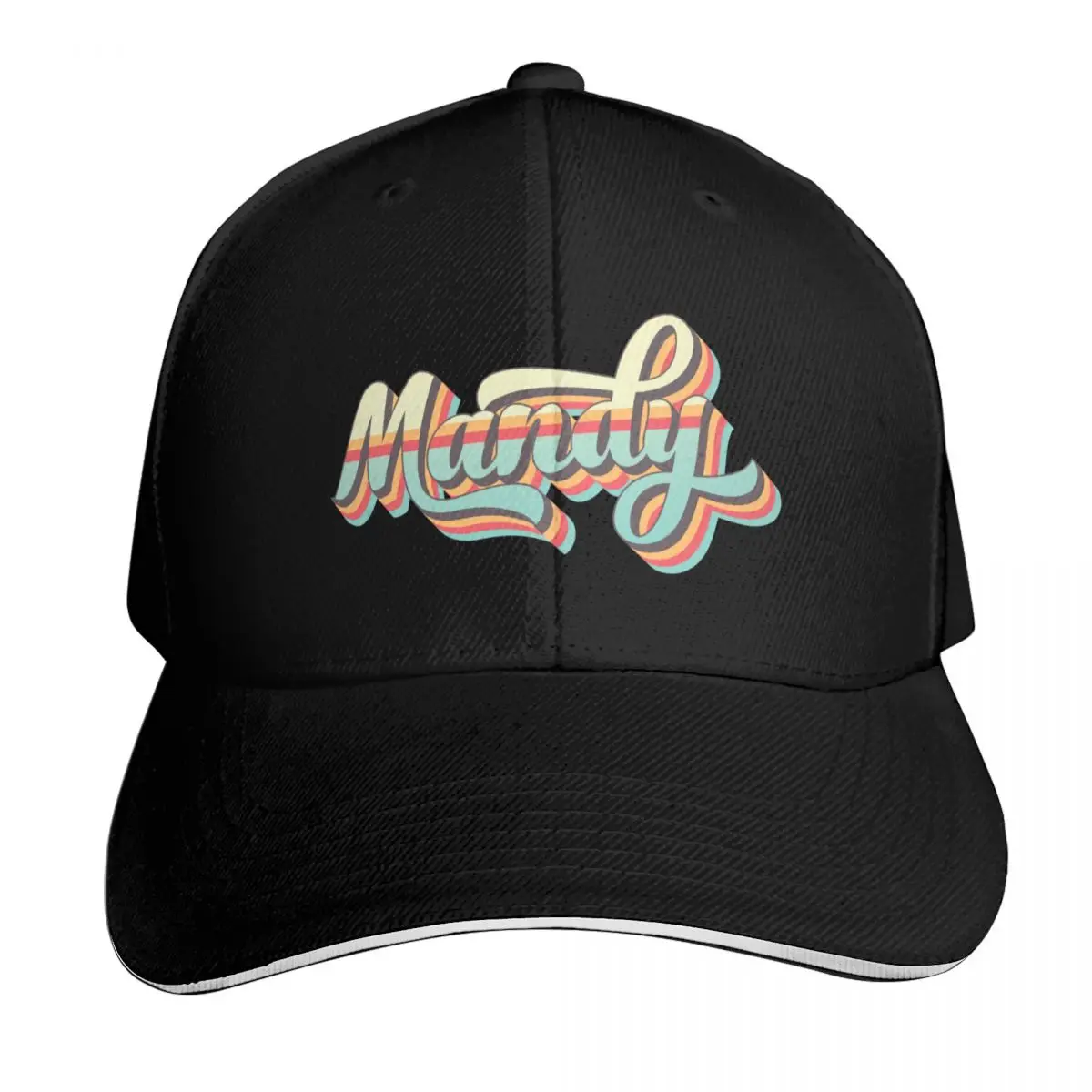 Mandy name - cool 70s retro font surf style design Baseball Cap Men Women Casual Summer Sport Sun Cap