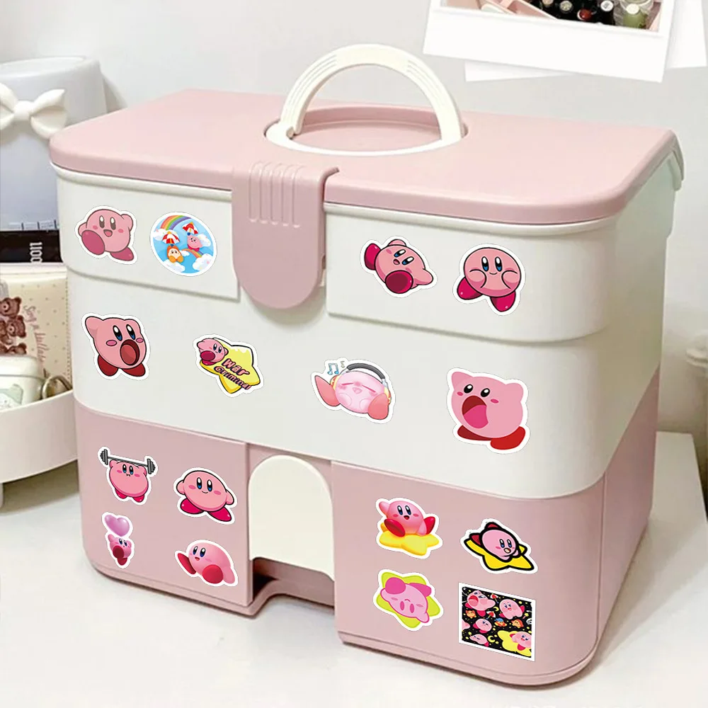 60pcs Cute Kirby Stickers Cartoon Stickers Phone Case Laptop Suitcase Waterproof Stickers DIY Decoration Supplies For Kids Toy