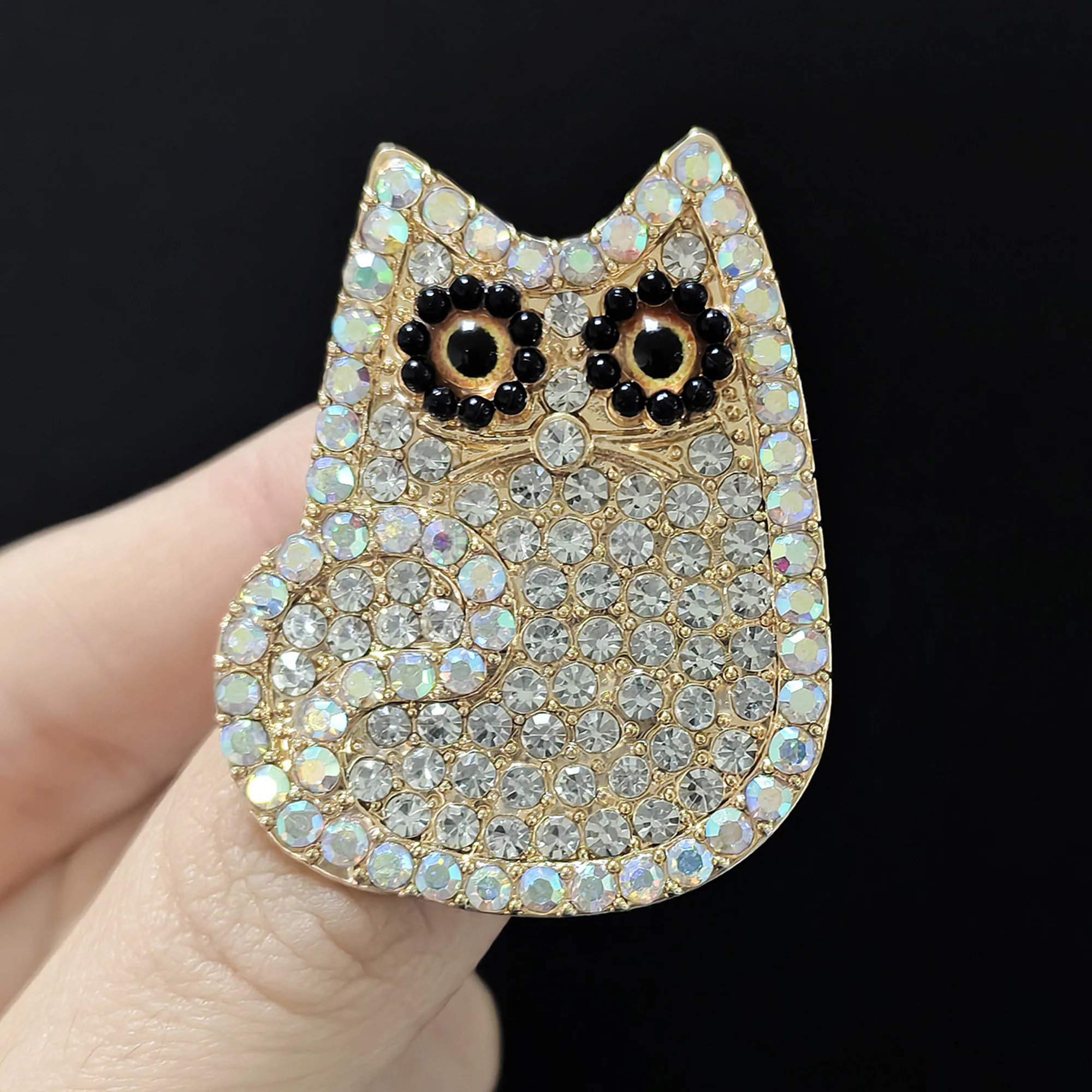 Beaut&Berry Trendy Rhinestone Cat Brooches for Women Unisex Animal Pins Casual Party Jewelry Accessories Gifts Decoration