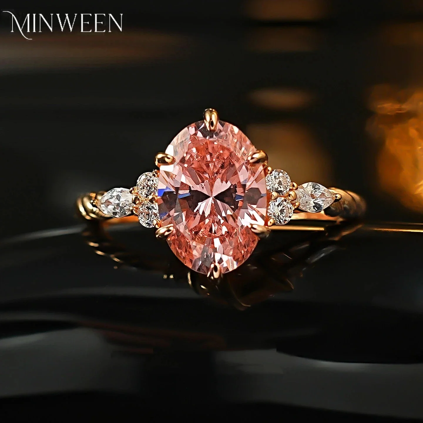 Sweet Style 2.5ct Padparadscha Ring Women's Jewelry Engagement Orange Pink Ring 925 Sterling Silver Jewelry