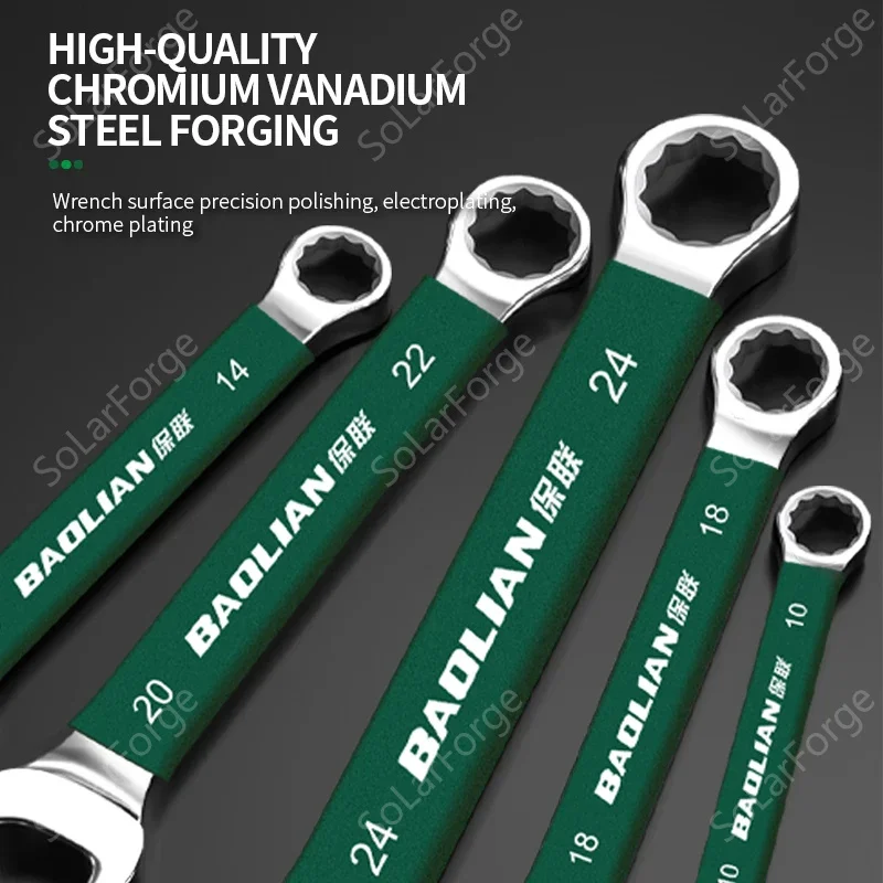 BaoLian Durable Wrench 8-32mm Plum Blossoms Open Combination Wrench Two-Way Double Fast Wrench Auto Repair Tools
