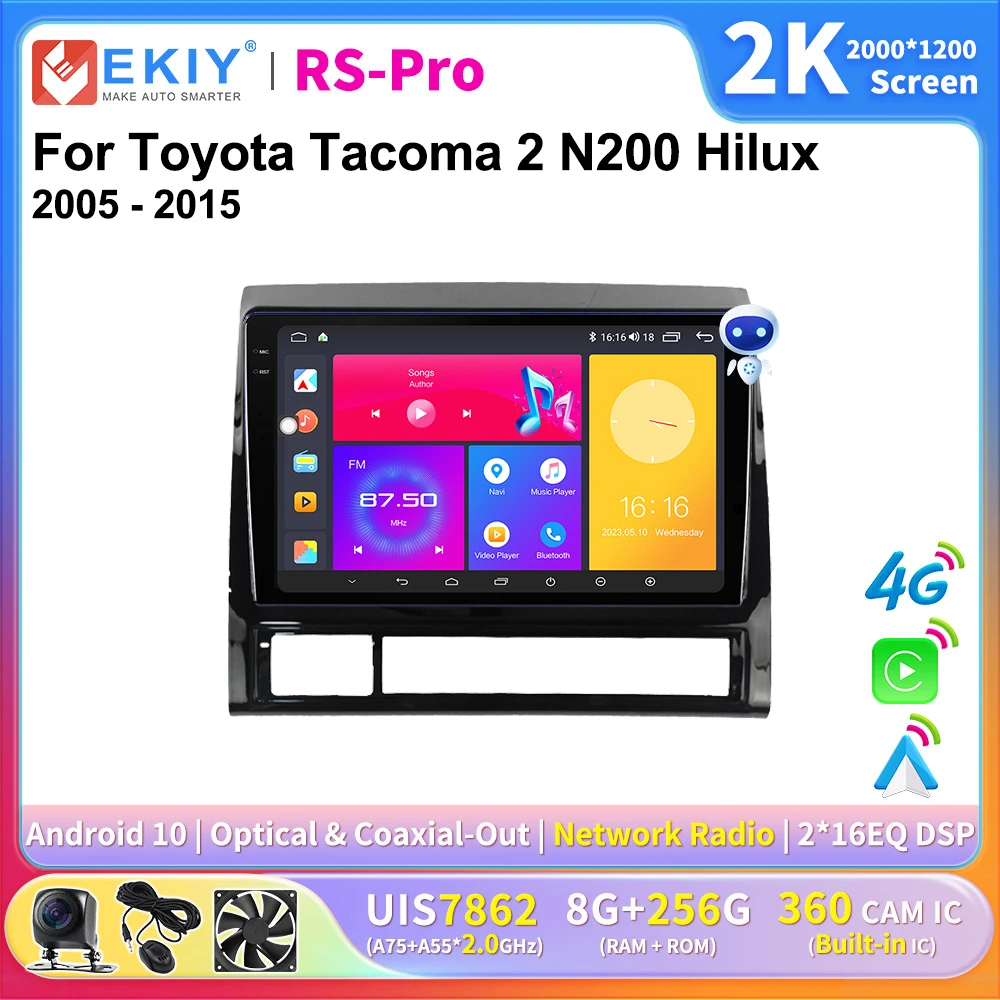 

EKIY 2K Screen CarPlay Radio For Toyota Tacoma 2 N200 Hilux 2005-2015 Android Auto 4G Car Multimedia Player Stereo GPS Ai Voice