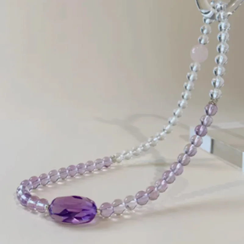 

Amethyst 6mm Round Bead Double White Multi Circle Bracelet Women's Fashion