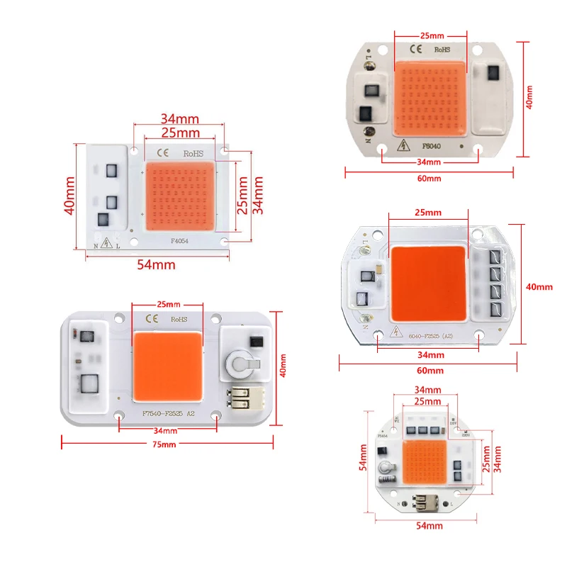 380-840nm Full Spectrum LED Plant Grow Light Chip 3/5/7/10/12/20 30/50W AC110/220V Smart IC No Need Driver for DIY Fill Lamp