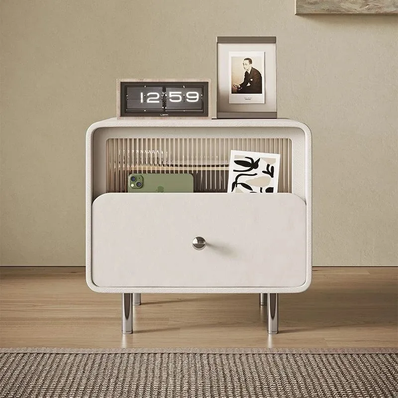 Italian minimalist beside table light luxury wood black storage cabinet modern French comodino camera da letto bedroom furniture