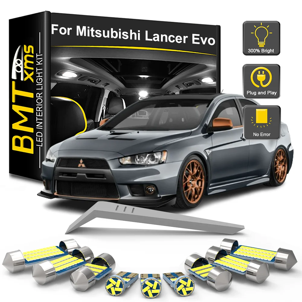 BMTxms, 4/8 Uds., bombilla LED para Mitsubishi Lancer Evo Evolution 8 9 10 VII VIII IX X 2002-2017 2015 2016, Kit de luces interiores para maletero