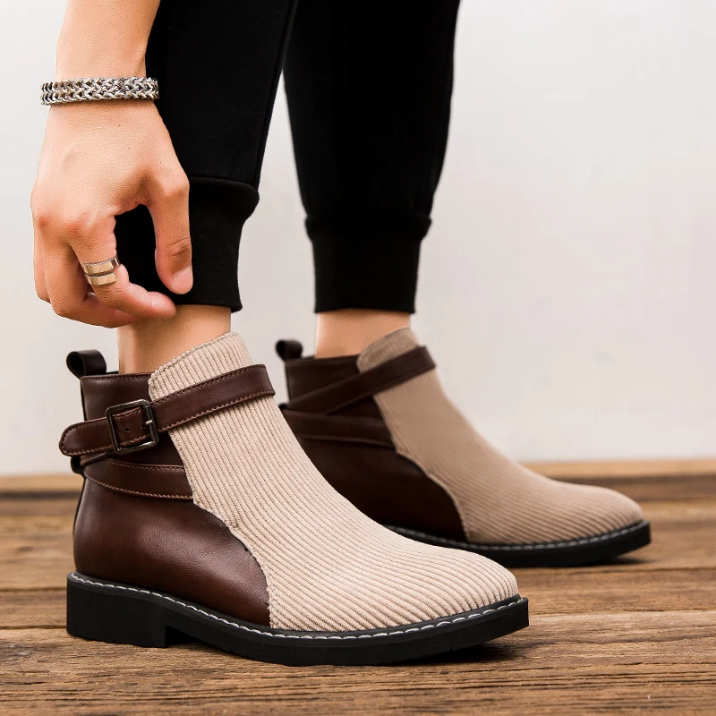 Botas cortas de estilo británico para hombre, botines hechos a mano de cuero informales de alta calidad, nuevos zapatos planos para caminar al aire libre de diseñador