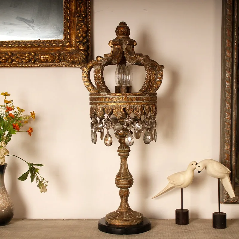 style villa hall crown decorative table lamp  country bed and breakfast entrance living room hotel atmosphe